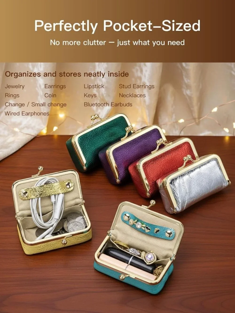 Stylish Mini Leather Jewelry Organizer with Mirror & Lipstick Bag - Perfect Gift